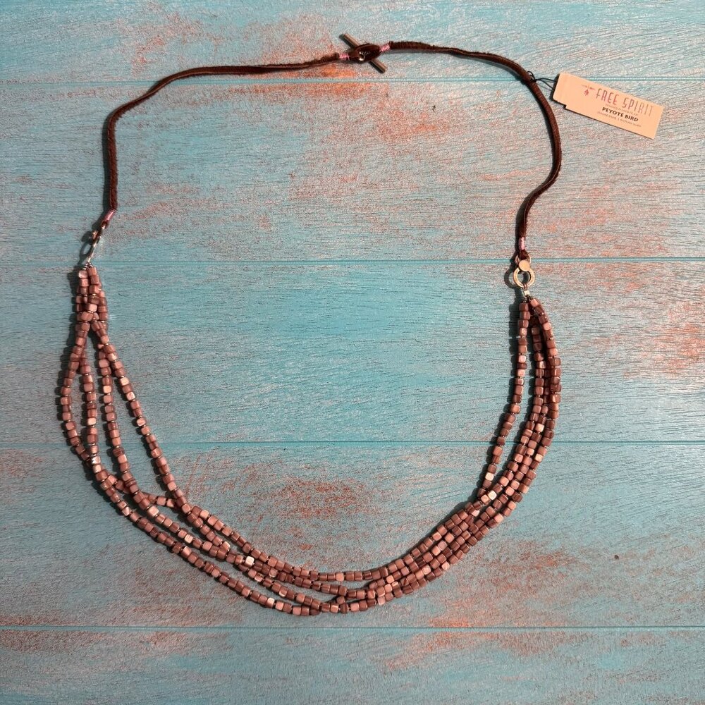 Peyote Bird Free Spirit Pink Beaded Multi Strand Necklace NEW NWT